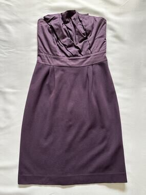 Deletta Womens XS Strapless Plum Purple Sheath Dress Fall Wedding Guest Party